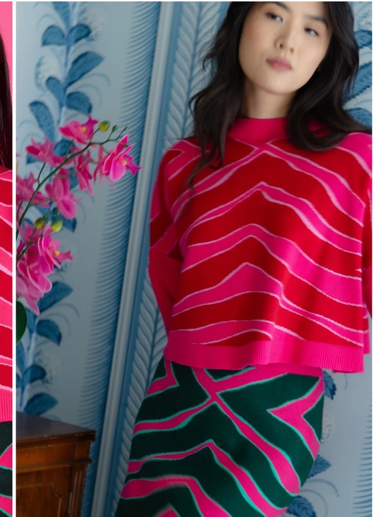 Alden Adair Sweaters - Alden Adair Bright Pink and red cropped Sweater NWT